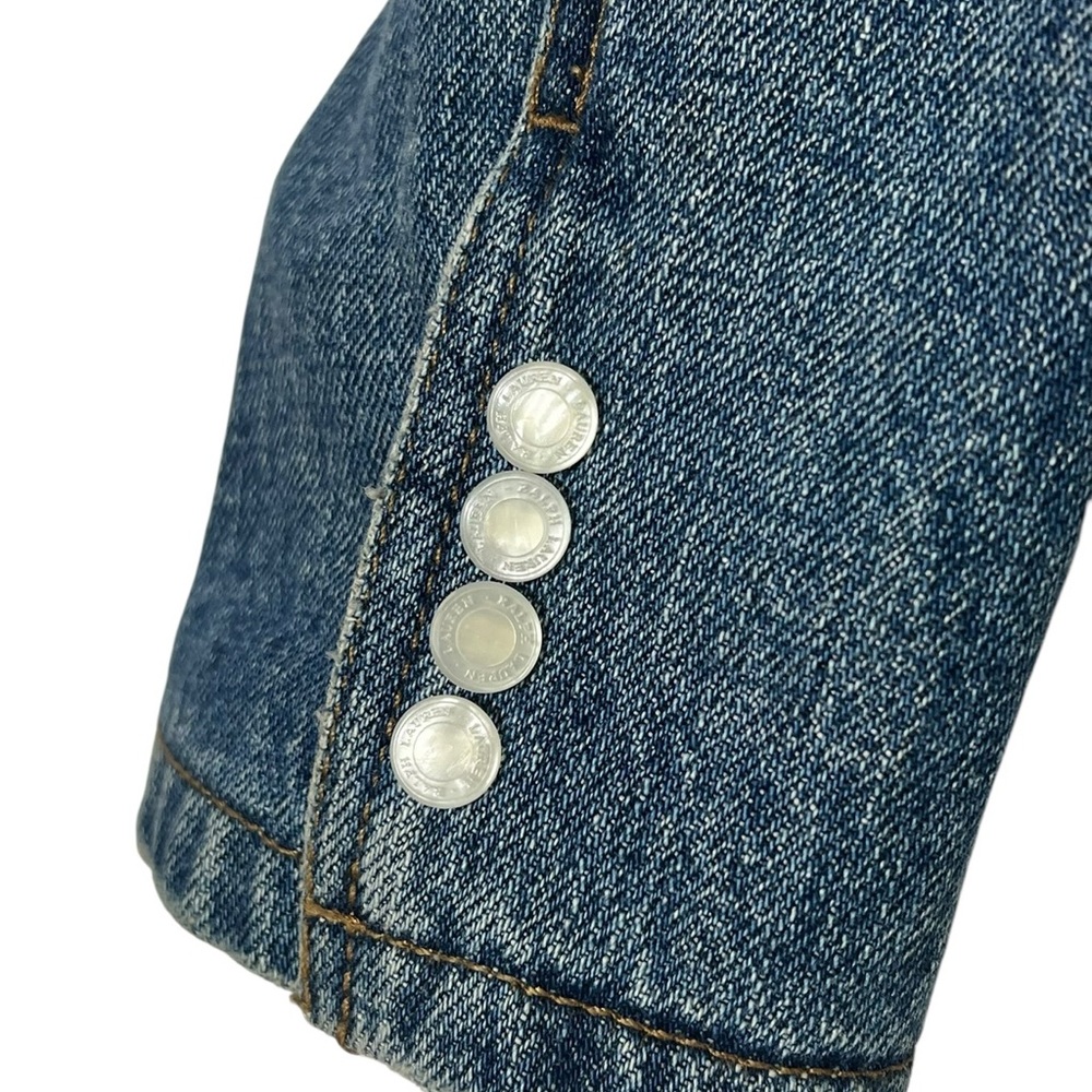 Vintage Ralph Lauren Denim Blazer Pearl Shell Buttons 90s Y2K Old Money S - Picture 8 of 14